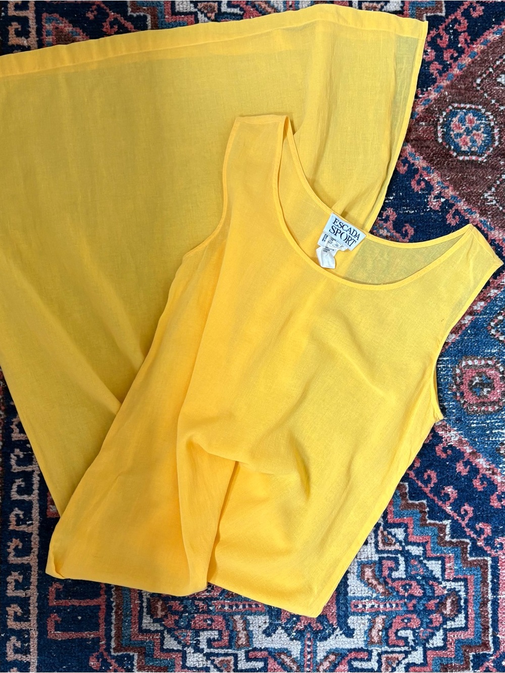 Escada Bright Yellow Sleeveless Beach Dress